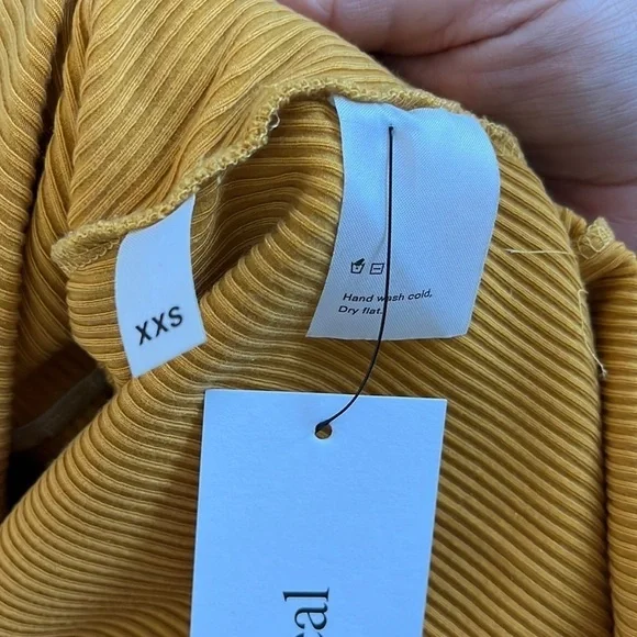 REFORMATION | Marigold Mustard Yellow | Sara Ribbed Retro Fit & Flare Dress XXS - Picture 4 of 4